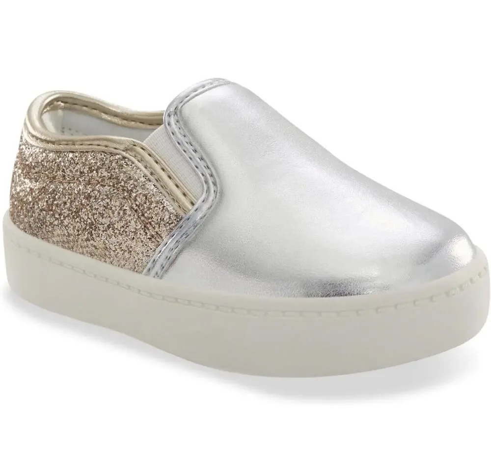 Carter's ,Nettie Slip On Sneakers Silver Gold, Girls 6T
